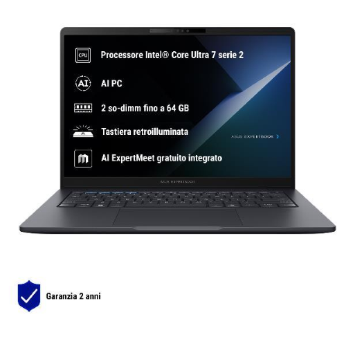 ASUS EXPERTBOOK B3 B3405CCA-LY1604X COPILOT+ PC 14" INTEL CORE ULTRA 7 255H RAM 16GB-SSD 1TB NVMe-INTEL ARC GRAPHICS 140T-WI-FI 6E GIGABIT ETHERNET-WIN 11 PROF (90NX08L1-M01VU0)
